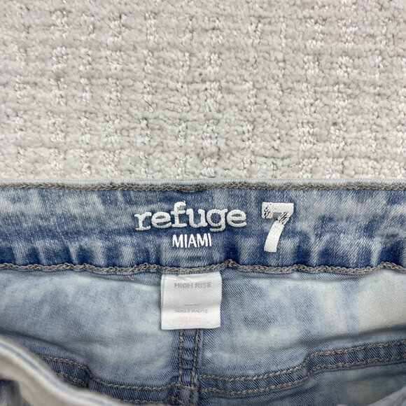 Refuge Denim Miami High Rise Stretch Light wash Cut off Shorts Women’s 7 - Picture 6 of 11